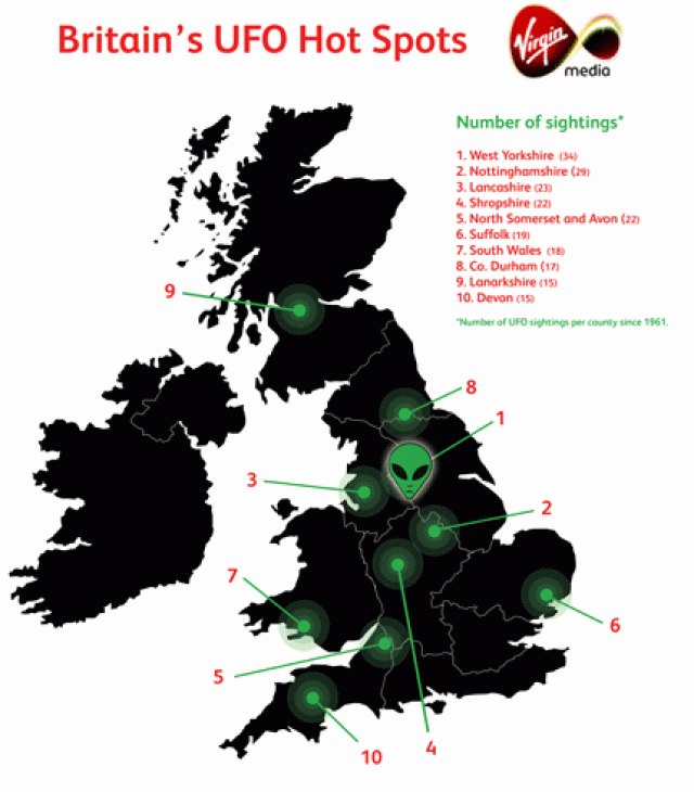 UK map UFOs